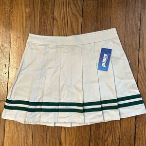 Prince Pickleball Women’s Mid-Rise Striped Pleated Mini Skirt in Cream size xs
